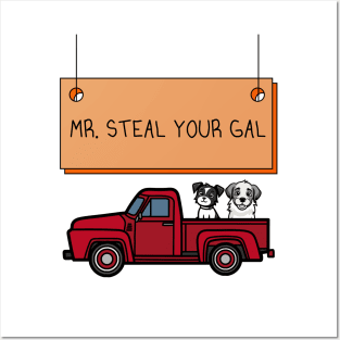 Mr. Steal Your Gal Red Pick up with Dogs Posters and Art